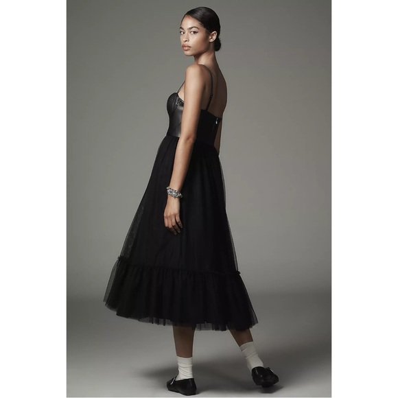 Hutch Faux Leather & Tulle Midi Dress Black Size 2 NWT Ballerina WhimsiGoth Punk - Picture 11 of 17